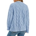 thumbnail image 3 of Long Sleeve Button Down Women Solid Casual Cable Knit Cardigan Coat, 3 of 5