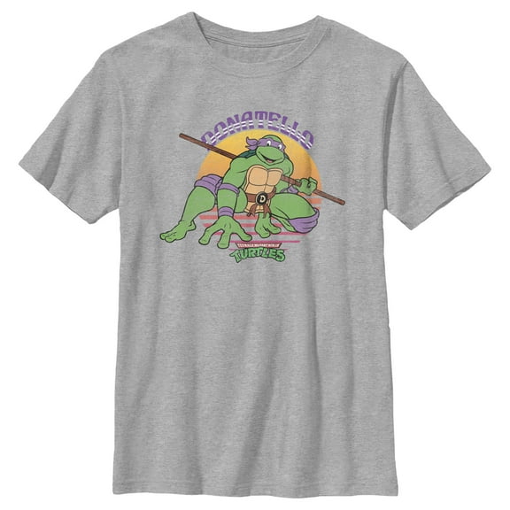 Boy's Teenage Mutant Ninja Turtles Sunset Donatello in Action Graphic Tee Athletic Heather X Large