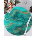 thumbnail image 2 of Round Placemats Set of 4 Turquoise Marble Place Mats Washable Woven Placemat Abstract Fluid Art Circle Braided Table Mat for Kitchen Dining Table Party Home Decor 15 Inch, 2 of 8