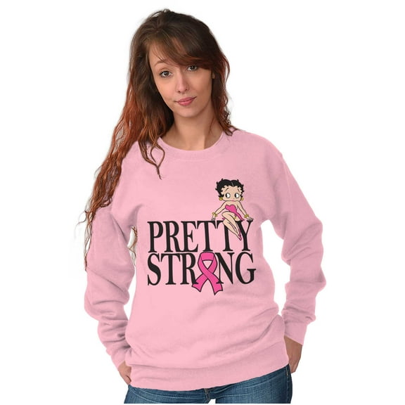 Breast Cancer Betty Pretty Strong Women Crewneck Sweatshirt Brisco Brands 2X