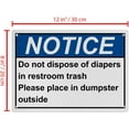 thumbnail image 2 of Weatherproof ANSI Trash Sign (Do not dispose of diapers in restroom trash Please place in dumpster outside) 8 in" x 12 in" UV Resistant Indoor Outdoor Workplace Insdustrial Caution Danger Sign, 2 of 7