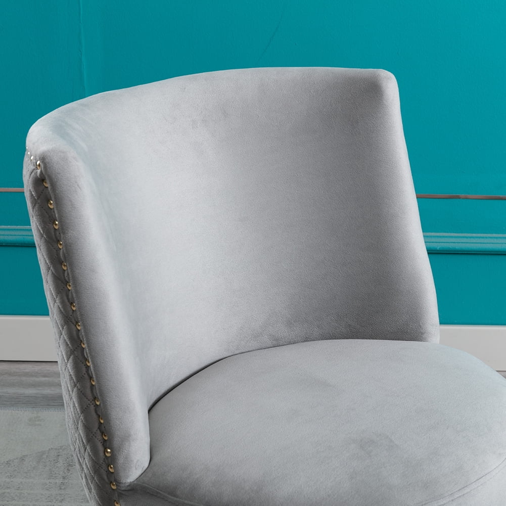Private Jungle Velvet Home Office Desk Chair, Swivel Accent Chair for Living Room and Bedroom, Grey