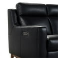thumbnail image 6 of Wisteria Loveseat Black Genuine Leather Brown Legs Wood Full Recline, 6 of 10