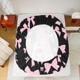 thumbnail image 5 of jejeloiu Monogrammed A Twin Sheet Sets,Cute Bowknot Bowtie Twin Fitted Sheet,Light Pink Black Flat Sheet,Microfiber Room Decorative,3 Pieces, 5 of 7