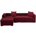 thumbnail image 2 of CJC Sectional Couch Covers Stretch L Shape Sofa Covers with Elastic Bottom, 2pcs Sofa Slipcovers for 3 + 4 Seater Sectional Chaise Slipcover (Wine Red), 2 of 8