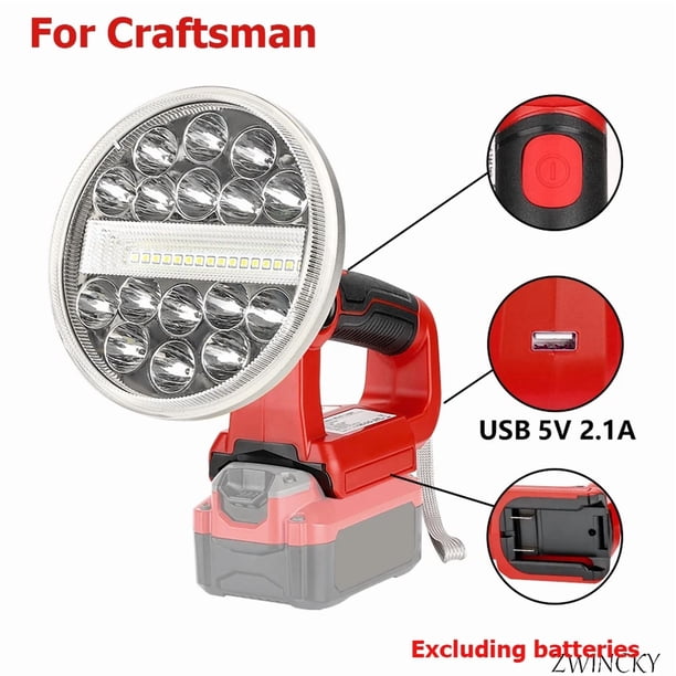 Linterna Portátil Luz de Trabajo LED para Makita/Milwaukee/Dewalt/Bosch/Black&Decker/Craftsman/Ryobi 14.4V 18V 20V Batería de Litio
