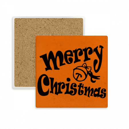 

Black Lovely Font Merry mas Square Coaster Cup Mat Mug Subplate Holder Insulation Stone