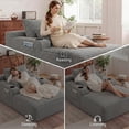thumbnail image 2 of 65" Oversized Indoor Chaise Lounge Chair, Boneless Double Layer Side Pocket Chaise with 3 Pillows, Cloud Corduroy Sofa Bed, Black, 2 of 8