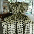 thumbnail image 1 of Thomas Collection Luxury Black Beige Houndstooth Faux Fur Throw Blanket - 16486, 1 of 4