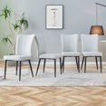 thumbnail image 2 of Dining Chairs Modern minimalist dining chairs and office chairs. 4-piece set of light gray PU seats with black metal legs. Suitable for restaurants, living rooms, and offices. C-008,Wooden Dining Cha, 2 of 22