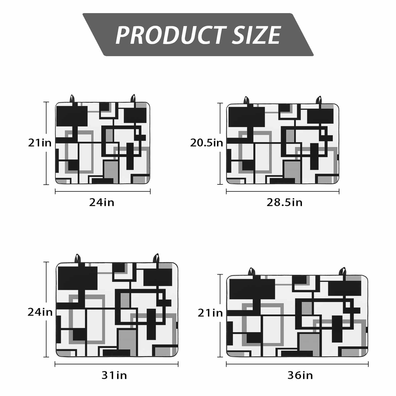 Black Grey Geometric Stove Top Cover for Electric Stove, Heat-proof & Non Slip Glass Top Stove Cover Protector, Modern Abstract Art White Kitchen Flat Cooktop Rubber Mat 24x21 Inches