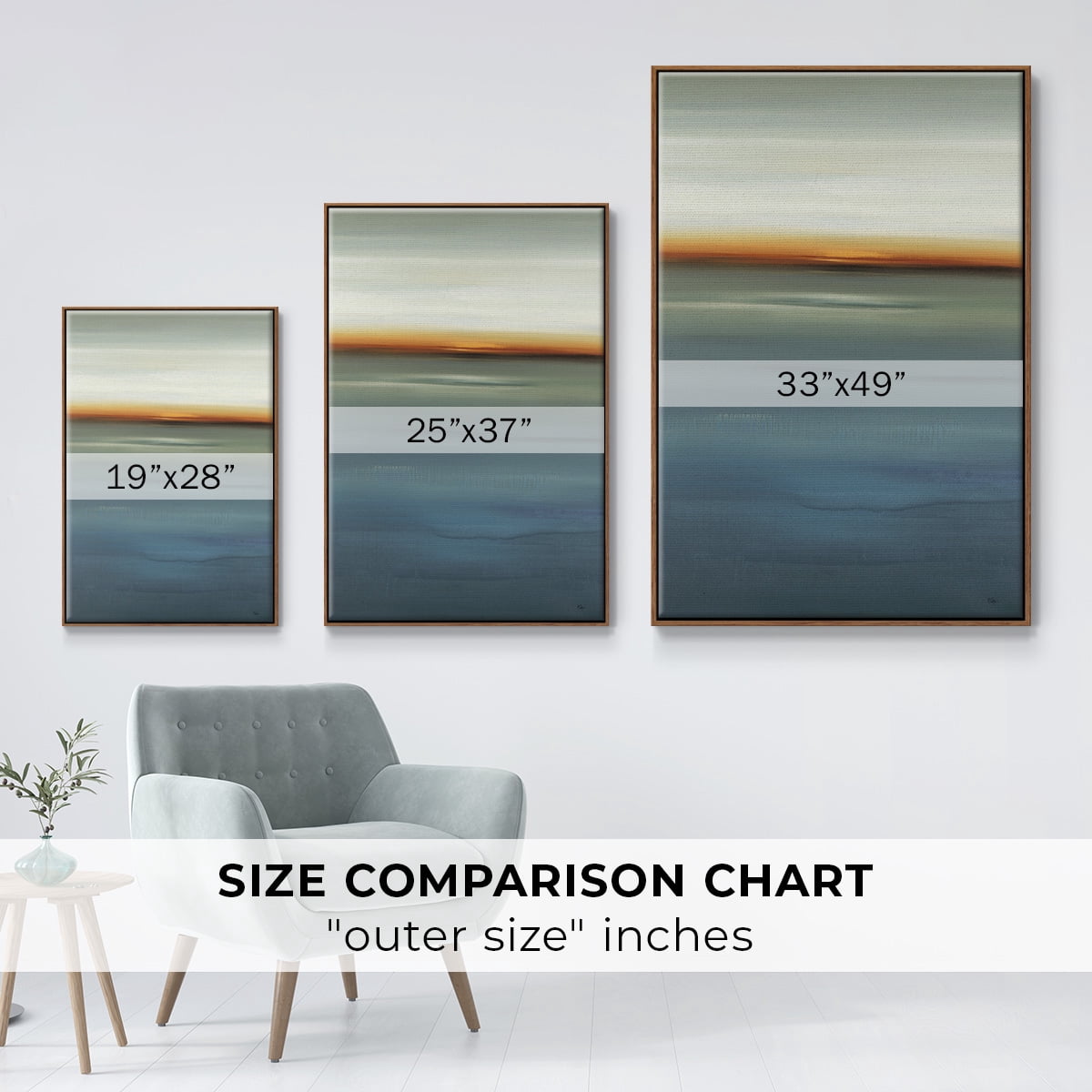 Beside the Blue I Framed Premium Gallery Wrapped Canvas - Ready to Hang - 17 x 25 - Walnut Floating Frame