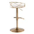 thumbnail image 4 of Charlotte Glam Adjustable Barstool with Swivel in Gold Metal and Cream Velvet with Rounded T Footrest by LumiSource - Set of 2, 4 of 4