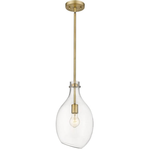 493-1S-BB-G552-9 Innovations Lighting Salem - 1 Light Mini Pendant In Industrial Style-16 Inches Tall and 8.5 Inches Wide-Brushed Brass Finish-Clear