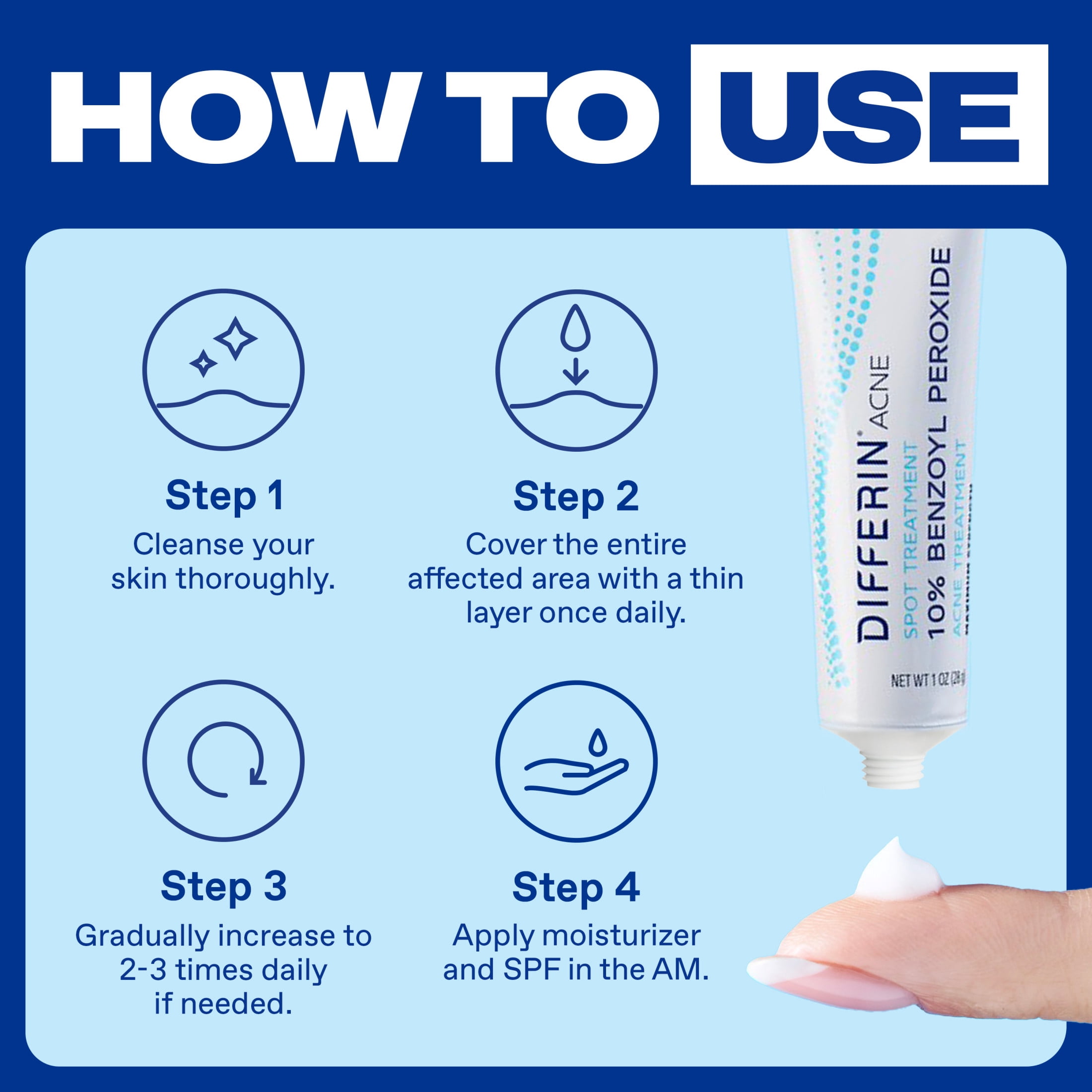 Differin Acne Spot Treatment with 10% Benzoyl Peroxide, Maximum Strength, Fast-Acting, Acne Treatment for Face & Body​, 1 oz