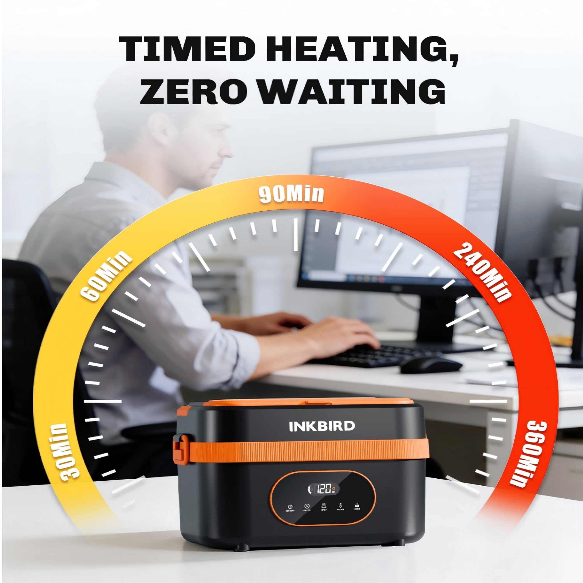 INKBIRD Cordless Electric Lunch Box, Heated Food Warmer with Scheduled Heating, Portable, Dishwasher Safe