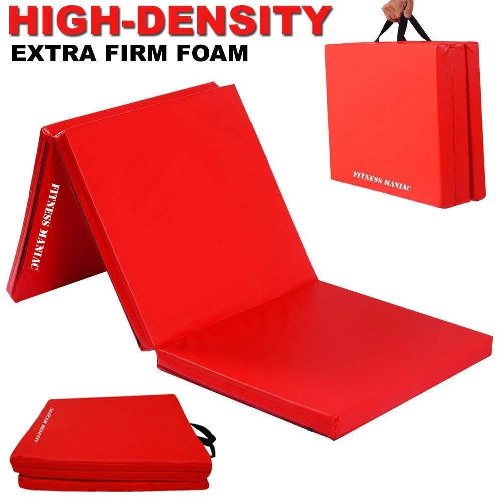 Fitness Maniac High Density Extra Firm Folding Mat Thick Foam Exercise Gymnastics Panel Gym Tri