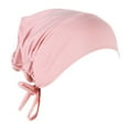 thumbnail image 2 of Pink Pretied Head Scarf for Women Polyester Movable Knot Beanies with Relaxed Stretch Elastic, Chemo Hats for Women One Size, 2 of 4