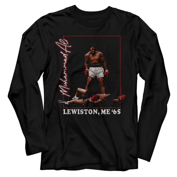 Muhammad Ali Lewiston Me 65 T-Shirt Noir à Manches Longues 2TG