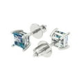 thumbnail image 2 of 0.5 ct Screw-Back Stud Earrings for Women | 3.5mm Princess Cut Blue Moissanite | 18K White Gold, 2 of 5