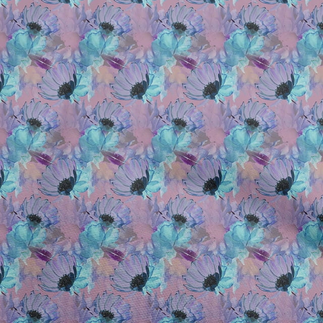 oneOone Polyester Spandex Turquoise Bleu Tissu Floral Robe Tissu Tissu Imprimé par la Cour 56 Pouces Large-Ww