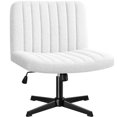 thumbnail image 2 of Homall Office Desk Chair Armless Swivel Vanity Chair, Fabric Padded Home Office Chair No Wheels, White, 2 of 8