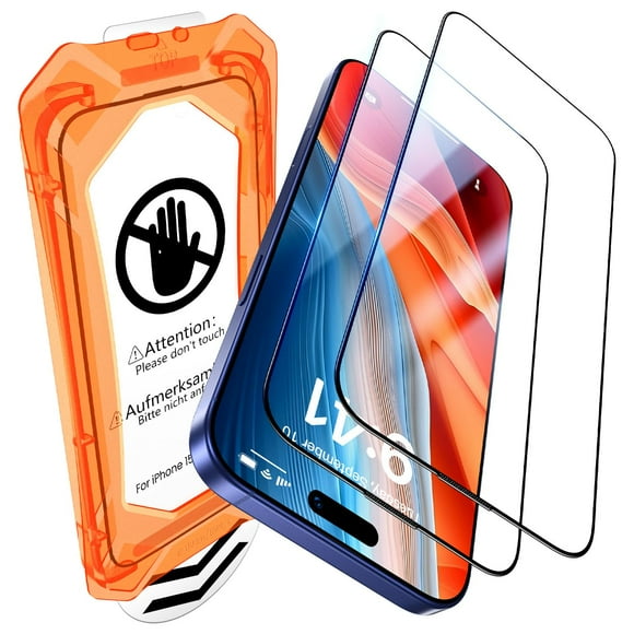 Protector de pantalla UniqueMe para iPhone 15/16 de cristal templado