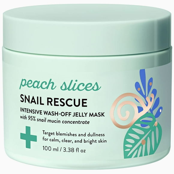 Peach Slices Snail Rescue Intensive Treatment Wash-Off Face Mask 95% Snail Mucin For Dark Spots & Blemishes Refreshing & Calming Mask Clear Radiant & Hydrated Skin Skin Care 3.38 Oz