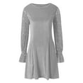 thumbnail image 3 of Velvet Dresses for Women A-Line Mini Dress Cocktail Flattering A-Line Sequin Dress (Grey XXL), 3 of 4