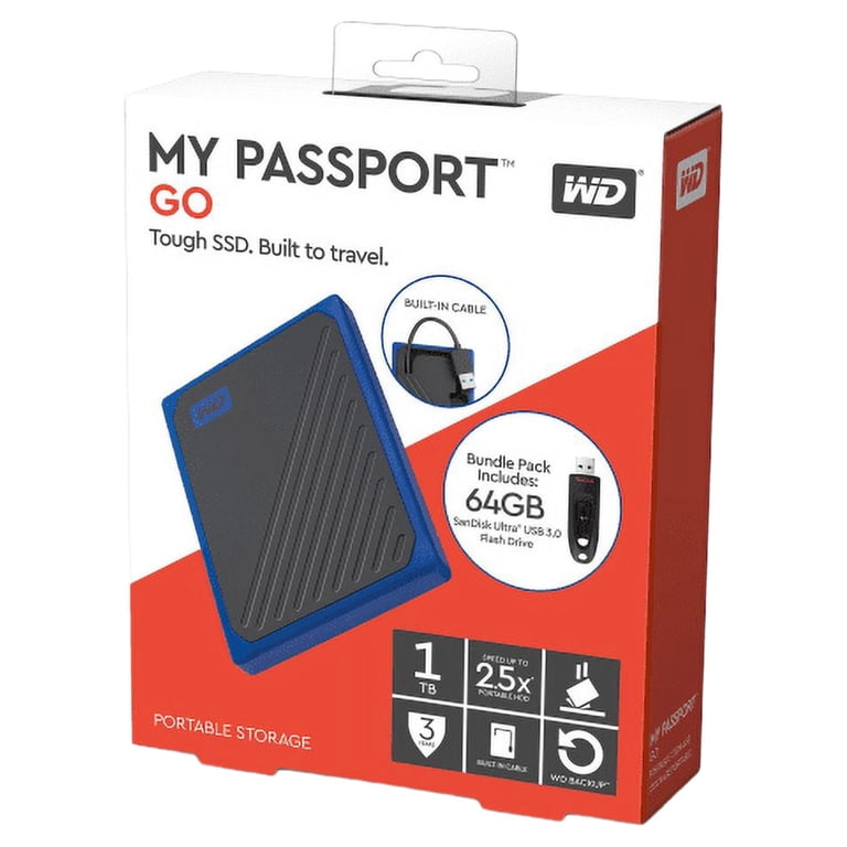 WD My Passport Go WDBMCG0010BBT-WEDP 1 TB Solid State Drive