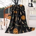 thumbnail image 3 of Halloween Pumpkins and Brooms Blanket,Comfortable Soft Lamb Wool Throw Blanket,All Season,Warm Lightweight Blankets for Sofa Bed Couch Living Room Chair,50"x60", 3 of 4