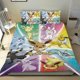 thumbnail image 1 of Eevee Evoluciones Estéticas Conjunto de sábanas temático, trío de piezas, cómodo y amigable con la piel, diseño único, regalo de decoración para el hogar para familiares, amigos y fans,173cm *218cm, 1 of 6
