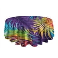 thumbnail image 5 of Colorful Tropical Leaf Pattern Round Tablecloth 60"x60",Wrinkle Wipeable Table Cloth for Kitchen Dining Room Picnic Patio Party, 5 of 6