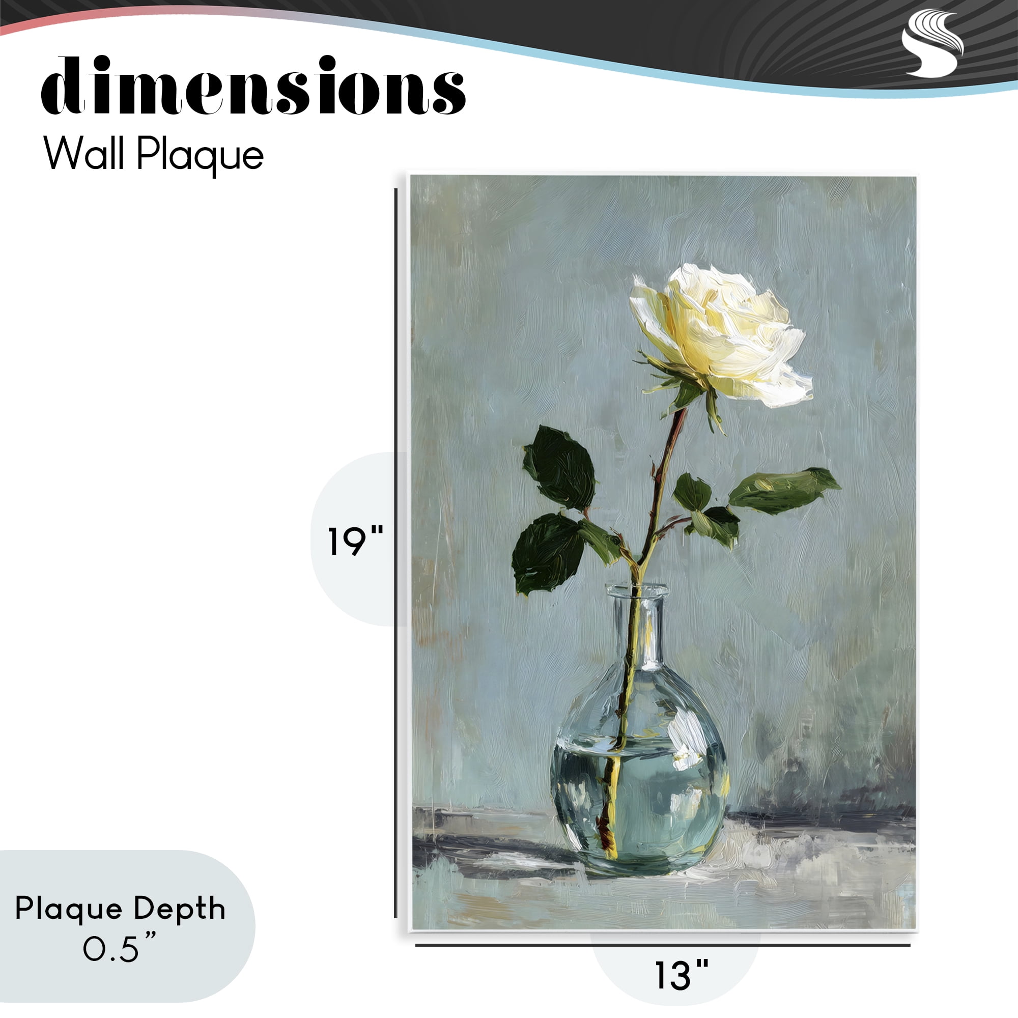 Stupell Industries Sweet White Rose in Vase Wall Plaque Art, design by Petal Prints Design