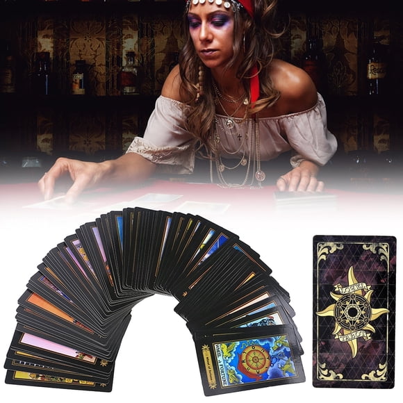 Evjurcn Tarot Cards, 78 Tarot Guidebook Classic Tarot Cards Future Telling Game for Beginners and Professional Player Holographic Tarot Cards Artwork for Divination-1set-