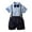 Dark Blue, variant on LNMQLPDBS Cute Summer Sets for Toddler Boy Boys Summer Suit Plaid Short Sleeved Button Down Lapel Dress Shirt & Bow Tie & Solid Color Shorts 3pcs Outfits Dress Shirt Set for Wedding Family Photo