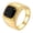 Gold-Black Stone, variant on Men's Stainless Steel Minimalist Square Cut Gemstone Signet Biker Rings CZ Crystal Stone Punk Finger Jewellery Gold-Blue Stone Size 11