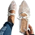 thumbnail image 4 of Plus Size Pointed Toe Bowknot Rhinestone Comfortable Women's Casual & Dress Shoes Daily Wear Spring Summer Wide Width Office Work White A 5.5, 4 of 9