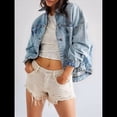 thumbnail image 3 of Chaqueta Vaquera de Larga con Solapa Holgada para Mujer Azul L, 3 of 5