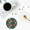 thumbnail image 4 of Lsque Blue Floral Pattern 4" Drink Coasters Set of 4, PVC Leather Absorbent Coasters, Table Coaster Set Decorative Coffee Cup Coasters Housewarming Gift -Round Shape, 4 of 6