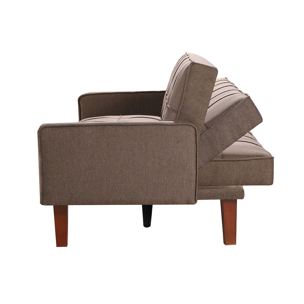 Kepooman 68" Modern Sofa Bed, 4 Seater Sectional Sofa with Wood Leg, Bronze Kepooman 68" Modern Sofa Bed, 4 Seater Sectional Sofa with Wood Leg, Bronze