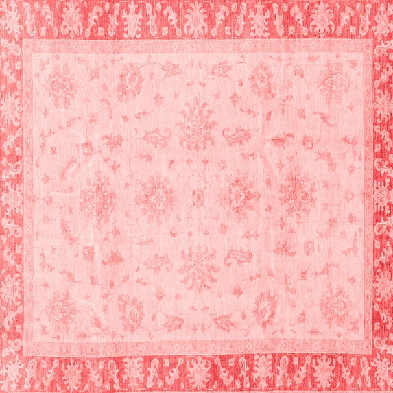 Ahgly Company Machine Washable Indoor Square Abstract Red Modern Area Rugs, 5' Square