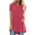 thumbnail image 2 of SDNall T-Shirts for Women Summer Solid Round Neck Loose Short Sleeve T-Shirt Womens Summer Tops (Sizes S-XXXXXL), 2 of 9