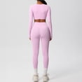 thumbnail image 4 of Afdoent Womens Workout Set Solid Color Breathable Workout Yoga Long Sleeve And Pants For Fitness Running Exercise Activewear Outfit Track Suits, 4 of 5