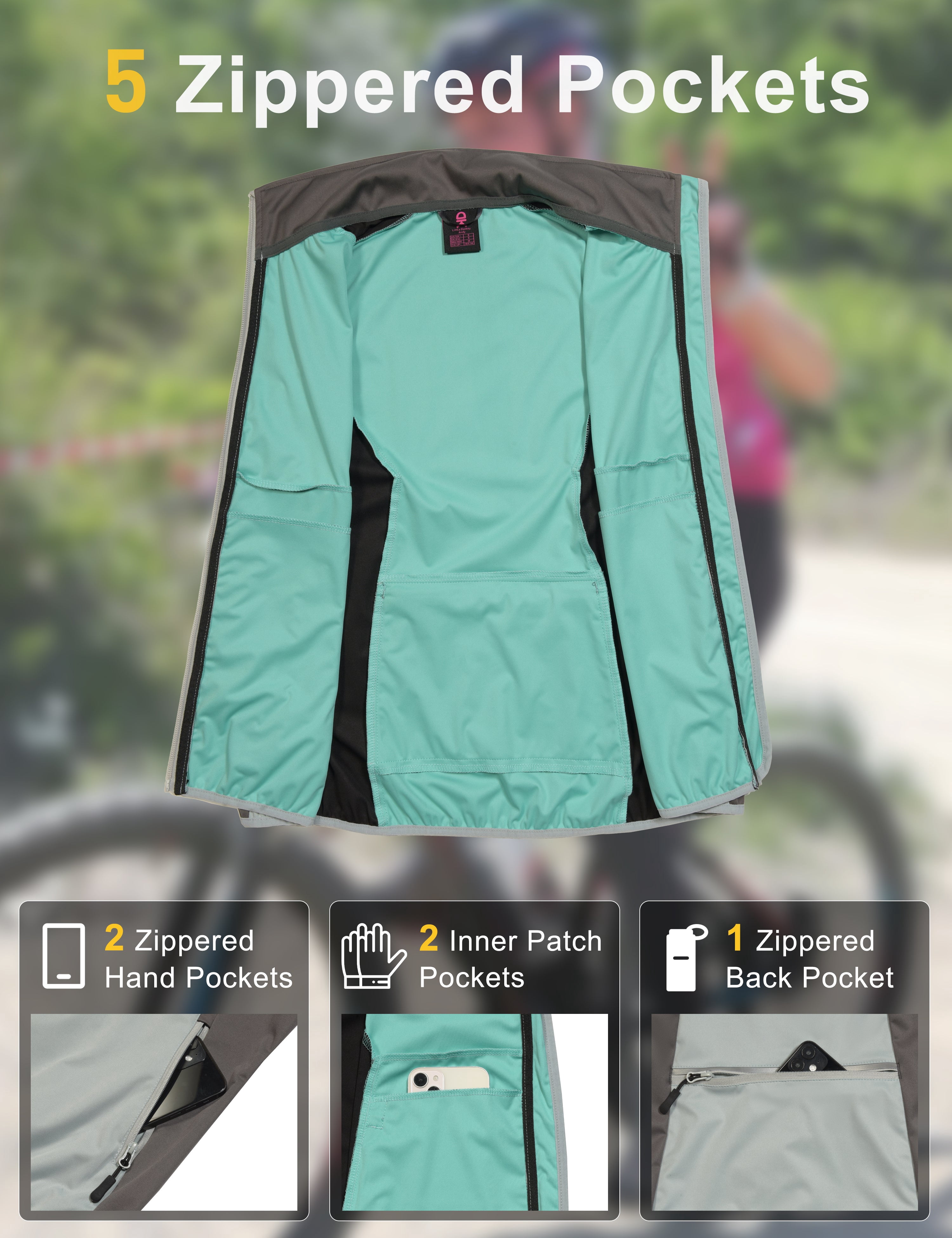 Little Donkey Andy Windproof Sleeveless Vest Jacket for Women, Water-Repellent Stretch Sports Vest for Cycling, Running (Light Grey L)