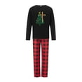 thumbnail image 2 of Pijamas navideños familiares a juego: camisa de manga larga con estampado de árbol de Navidad y pantalón a cuadros elástico para estar en casa., 2 of 10