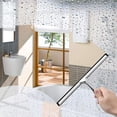 thumbnail image 2 of Stainless Steel Shower Squeegee Rubber Wiper - Glass Window Clean Accessories Rustproof Portable Hand Held Cleaning Tool with Matching Suction Cup Hook Holder - Door Tile Wall Bathroom Mirror Kitchen, 2 of 7
