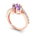 thumbnail image 2 of 1.98ct Round Cut Purple Alexandrite 18k Pink Rose Gold Engraving Statement Bridal Wedding Designer Ring Size 7, 2 of 5