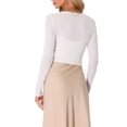 thumbnail image 3 of Allegra K Boléros pour Femmes, Cardigan Court Léger et Texturé, Transparent, Blanc, TG, 3 of 6