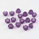 thumbnail image 2 of 100 cuentas acrílicas de tulipán esmerilado transparente morado con forma de lirio de los valles, 10 mm de ancho y 6 mm de grosor, agujero de 1,5 mm., 2 of 2